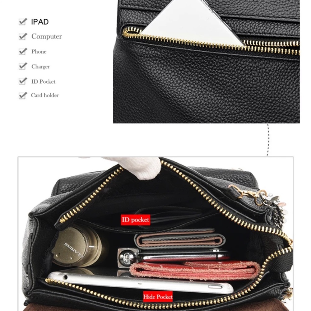 Faux Crocodile- Top Grain Leather Backpack - Picture 4 of 7